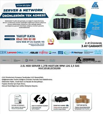2.EL HDD SERVER 1.2TB HGST 10K RPM 12G 2,5 inç SAS HUC101812CSS200 - 2