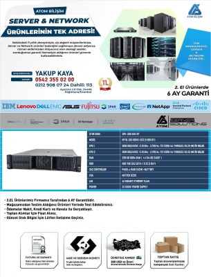 2,EL HP DL 380 GEN 10 6152 GOLD X 2 CPU 256GB DDR4 RAM (4X64GB 2400T) 8X2.5 BY HDD YOK P408İ RAİD+BATTERY 2 X 500W POWER SUPPLY - 2