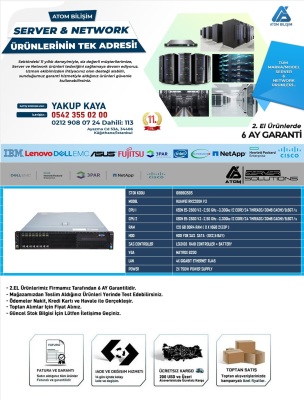 2,EL HUAWEİ RH2288H V3 E5-2680 V3 X 2 CPU 8X16GB 2133P 128GB DDR4 RAM HDD YOK 8X2,5 BY LSI3108 SAS RAİD CARR+BATTERY 2X750W POWER - 2