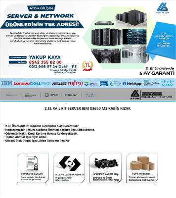 2.EL RAIL KIT IBM X3550 M3 X3650 M3 1U 2U KABİN KIZAK P/N : 69Y5022 - 2