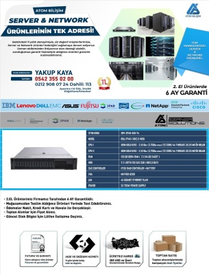 2,EL SERVER DELL R740 2X 6152 GOLD CPU 128 GB DDR4 RAM (2X64GB 2400T) 16X2,5 BY 2X1,92TB SAS B GRADE SSD RAİD+BATTERY 2X750W POWER SUPPLY - 2
