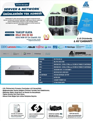 2,EL SERVER DELL R740 6138 GOLD X 2 CPU 256GB 2666V DDR4 RAM HDD YOK 16X2,5 BY RAİD+BATTERY 2 X 750W POWER SUPPLY - 2