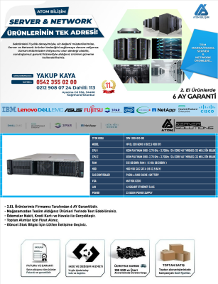 2,EL SERVER HP DL 380 GEN10 8168 PLATINUMX2 CPU 512GB DDR4 2666V RAM (8X64GB2666V)P408İ RAİD+BATTERY 2X500W POWER SUPPLY - 2
