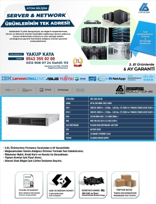 2,EL SERVER HP DL 380 GEN9 2699V4 X2CPU 128GB RAM 8X16GB 2666V 8X2,5 BY HDD YOK P440 RAİD+BATARYA 2X500W POWER SUPPLY - 2