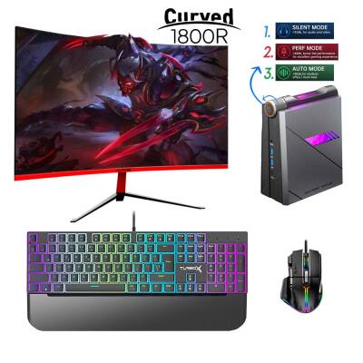 Acemagic i9 11900H 16GB 512GB Nvme Intel UHD Grafik Kartı 23.6 inç FHD 75Hz Curved WIN11 Mini PC - 1