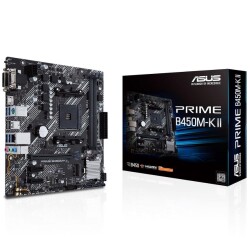 Asus Prime B450M-K II Sata,M2 Ddr4 4400MHz Usb 3.2 Hdmi Dvi Vga Ses G.Lan AM4 mATX Anakart - 1