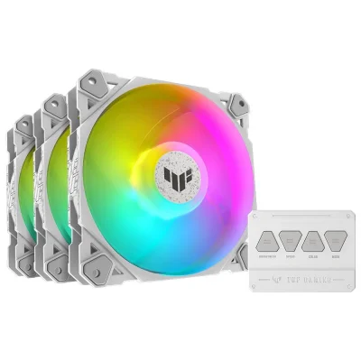 Asus TUF Gaming TF120 ARGB Beyaz 120mm 3'lü Set Kasa Fanı - 2