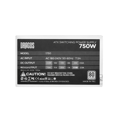 Dragos PowerMax 750W 80+ Plus 12CM Fanlı Beyaz Güç Kaynağı PSU - 4