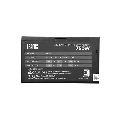 Dragos PowerMax 750W 80+ Plus 12CM Fanlı Siyah Güç Kaynağı PSU - 4