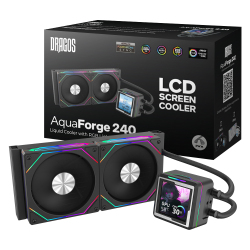 Dragos AquaForge 240 Intel-AMD 240MM LCD Ekranlı ARGB Siyah Sıvı Soğutucu - 1