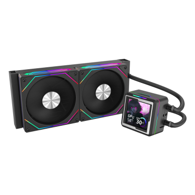 Dragos AquaForge 240 Intel-AMD 240MM LCD Ekranlı ARGB Siyah Sıvı Soğutucu - 2