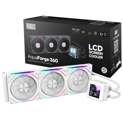 Dragos AquaForge 360 Intel-AMD 360MM LCD Ekranlı ARGB Beyaz Sıvı Soğutucu - 1