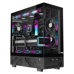 Dragos Basalt Pro V2 Siyah Temp. Display 6x ARGB USB 3.0 TypeC Psu Yok mATX Gaming Bilgisayar Kasası - Dragos