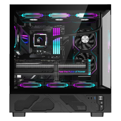 Dragos Basalt Pro V2 Siyah Temp. Display 6x ARGB USB 3.0 TypeC Psu Yok mATX Gaming Bilgisayar Kasası - 2