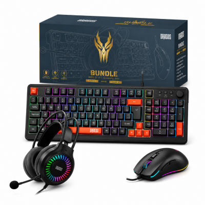 Dragos Bundle RGB Kablolu Oyuncu Klavye Mouse ve Kulaklık Seti - 1