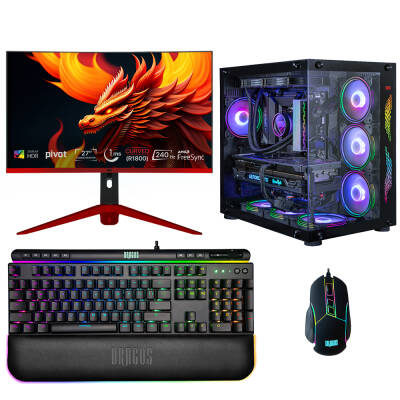 Dragos DRx4319 i7 12700KF 64GB Ram 1TB M.2 NVMe SSD 24GB RTX4090 Ekran Kartı 27 İnç 240Hz Curved Monitör Masaüstü Oyun Hazır Sistem - 1