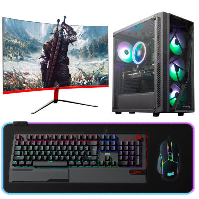 Dragos DRx4564 Ryzen 5 5500 16GB Ram 512GB M.2 NVMe 6GB GTX1660Ti 23.6 165Hz Curved Oyun Hazır Sistem - 1