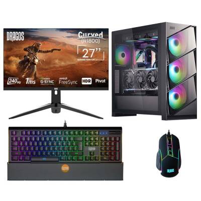 Dragos DRx6091 i7 13700F 16GB Ram 512GB M.2 NVMe SSD 8GB RTX4060 27 İnç 240Hz Curved Oyun Hazır Sistem - 1