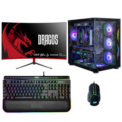 Dragos DRx6158 i7 12700F 32GB Ram 1TB M.2 NVMe SSD 8GB RTX4060Ti 23.6 İnç 165Hz Curved Oyun Hazır Sistem - 1
