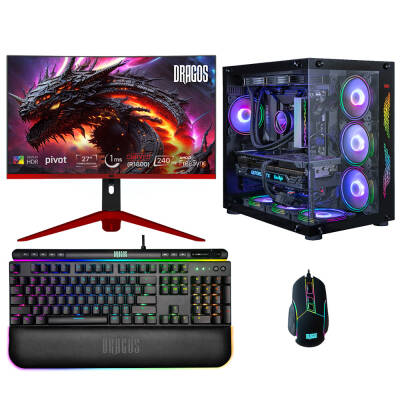 Dragos DRx6159 i7 12700F 16GB Ram 1TB M.2 NVMe SSD 8GB RTX4060Ti 27 İnç 240Hz Curved Monitör Oyun Hazır Sistem - 1