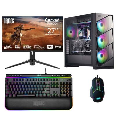 Dragos DRx6422 i9 14900KF 16GB DDR5 Ram 2TB NVMe 4.0 SSD 12GB RTX4070Ti Ekran Kartı 27 İnç 240Hz Curved Monitör Oyun Hazır Sistem - 1