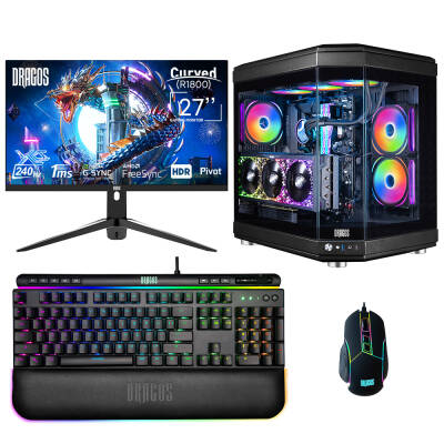 Dragos DRx6502 i7 14700KF 64GB DDR5 Ram 2TB NVMe 4.0 SSD 16GB RTX4080 Ekran Kartı 27 İnç 240Hz Curved Monitör Oyun Hazır Sistem - 1