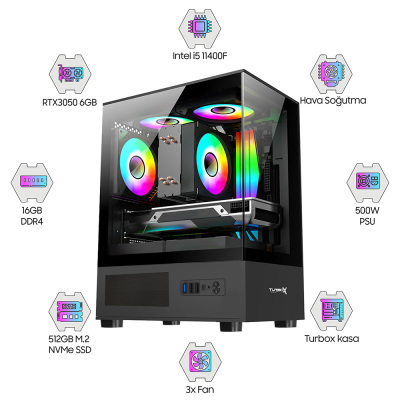 Dragos DRx6831 i5 11400F 16GB Ram 512GB NVMe ASUS RTX3050 Oem Paket - 1