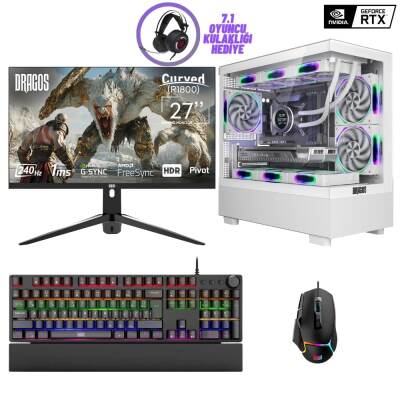 Dragos DRx7210 i5 12400F 16GB DDR5 Ram 1TB NVMe 16GB RTX4060Ti 27 İnç 240Hz Curved Oyun Hazır Sistem - 1