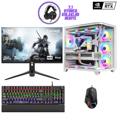 Dragos DRx7248 Ryzen 7 5700X 16GB Ram 1TB NVMe 8GB RTX4060 27 İnç 240Hz Curved Sıvı Soğutmalı Oyun Hazır Sistem - 1