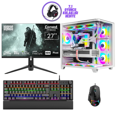 Dragos DRx7349 i7 14700K 32GB DDR5 Ram 1TB NVMe 12GB RTX4070 Super 27 İnç 240Hz Curved Oyun Hazır Sistem - 1