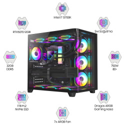 Dragos DRx7378 i7 13700K 32GB DDR5 Ram 1TB NVMe SSD 12GB RTX5070 Oem Paket - Dragos