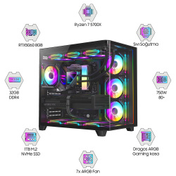 Dragos DRx7476 Ryzen 7 5700X 32GB Ram 1TB M2 NVMe SSD Gigabyte Windforce 8GB RTX5060 Oem Paket - Dragos