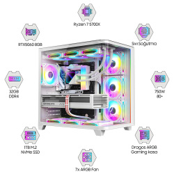 Dragos DRx7477 Ryzen 7 5700X 32GB Ram 1TB M2 NVMe SSD Gigabyte Windforce 8GB RTX5060 Oem Paket - Dragos