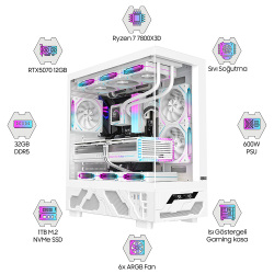 Dragos DRx7580 Ryzen 7 7800X3D 32GB DDR5 1TB M2 NVMe SSD 12GB RTX5070 Oem Paket - 1