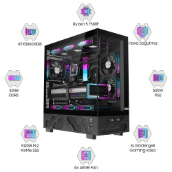 Dragos DRx7928 Ryzen 5 7500F 16GB DDR5 512GB M2 NVMe SSD Gigabyte Windforce 8GB RTX5060 Oem Paket - Dragos