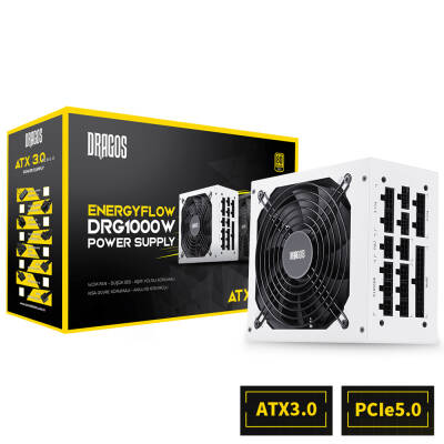 Dragos EnergyFlow DRG1000W 13.5Cm Fan 1000W 80+ Gold PCIe Gen 5.0 ATX 3.0 Full Modüler PSU Beyaz - 1