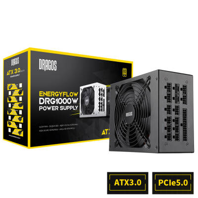 Dragos EnergyFlow DRG1000W 14Cm Fan 1000W 80+ Gold PCIe Gen 5.0 ATX 3.0 Full Modüler PSU Siyah - 1