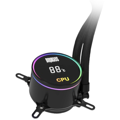Dragos FrostBite V2 Dijital Isı Göstergeli ARGB 240mm Siyah İşlemci Sıvı Soğutucu - 5