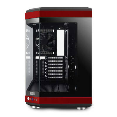 Dragos North 1x Fan USB 3.0 + Type C ATX Mid Tower Panoramik Temperli Cam Gaming Bilgisayar Kasası Kırmızı Siyah - 2