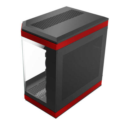 Dragos North 1x Fan USB 3.0 + Type C ATX Mid Tower Panoramik Temperli Cam Gaming Bilgisayar Kasası Kırmızı Siyah - 5