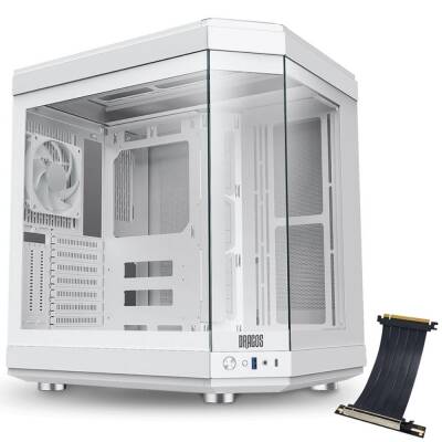 Dragos North Premium L PCI Express 4.0 Riser 1x Fan USB 3.0 + Type C ATX Mid Tower Panoramik Temperli Cam Gaming Bilgisayar Kasası Beyaz - 1