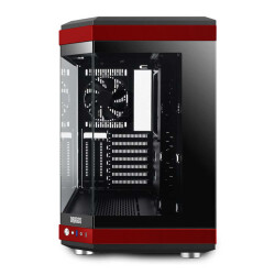 Dragos North Premium L PCI Express 4.0 Riser 1x Fan USB 3.0 + Type C ATX Mid Tower Panoramik Temperli Cam Gaming Bilgisayar Kasası Kırmızı Siyah - 2