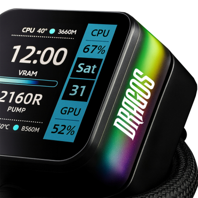Dragos Rock LCD Ekranlı 360mm ARGB Siyah İşlemci Sıvı Soğutucu - 6