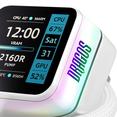 Dragos Rock LCD Ekranlı 360mm ARGB Beyaz İşlemci Sıvı Soğutucu - 5