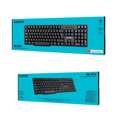 Everest KB-517U USB Kablolu Siyah Standart Q Klavye Outlet - 5