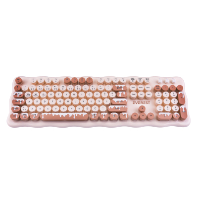 Everest KM-6286 Ice Cream Fildişi Kablosuz 2.4 + BT Q Klavye Mouse Set - 2