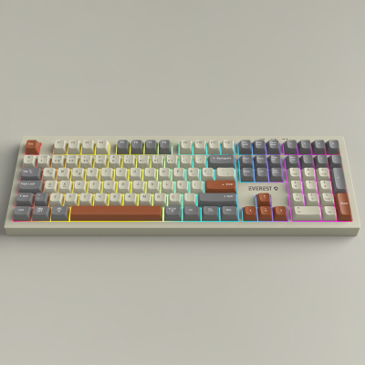 Everest KM-78 Rena Krem/Gri/Kahve Kablosuz 2.4 + BT RGB Aydınlatmalı Sessiz Q Klavye Mouse Set - 3