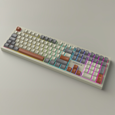 Everest KM-78 Rena Krem/Gri/Kahve Kablosuz 2.4 + BT RGB Aydınlatmalı Sessiz Q Klavye Mouse Set - 4