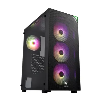 FSP Vento VG3400S RGB Temperli Cam Mesh Siyah ATX Hyper Pro H3-650 80+ Bronze Gaming Kasa - 1