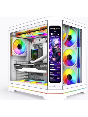 GameTech Vision LCD V2 Type-C 400mm VGA Destekli ATX/M-ATX/ITX Beyaz Oyuncu Kasası - 1